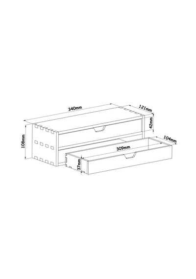Desna İki Katlı İki Çekmeceli Dolap - Kiraz 34 Cm Uzunluk X 12.1 Cm Derinlik X 10.8 Cm Woodsaka Doğal