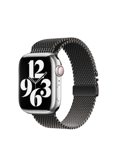 Apple Uyumlu Watch  7 45mm Mkst Krd-121 Metal Hasır Kordon-siyah