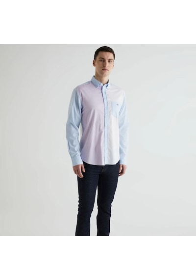 Gant Erkek Mavi Regular Fit Klasik Yaka Renk Bloklu Gömlek-mavi Mavi