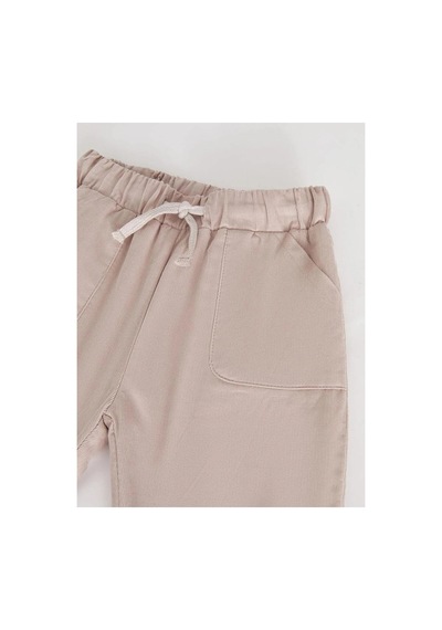 LC Waikiki Lcw Baby Bej Beli Lastikli Basic Kız Bebek Jogger Pantolon