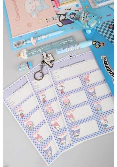 Sweet Bow Collection Lisanslı Cinnamoroll 21 Parça Kırtasiye Seti Okul Etiketi,resim Defteri,çıtçıt Dosya Diğer
