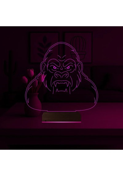 Luvivia Goril Gorilla 3d Lamba - Masa Gece Lambası V2 Şeffaf