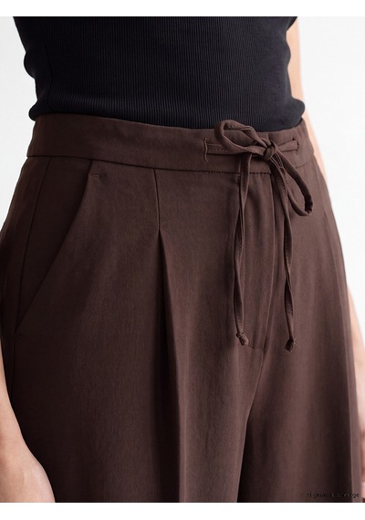 Lcwaıkıkı Classic Kahverengi Beli Bağcıklı Pileli Kadın Kumaş Pantolon
