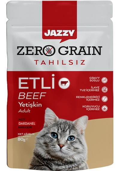 3 Adet Jazzy Kedi Maması Etli 80 Gr