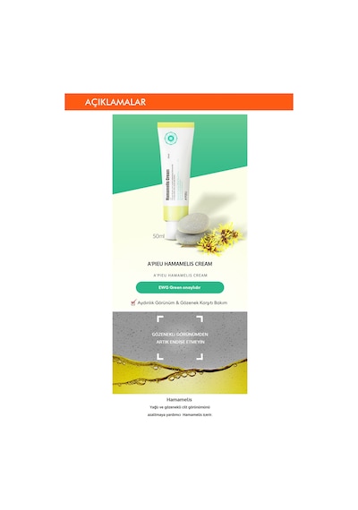 Missha Yağlanma ve Gözenek Karşıtı Nemlendirici Krem APIEU Hamamelis Cream 50 ML