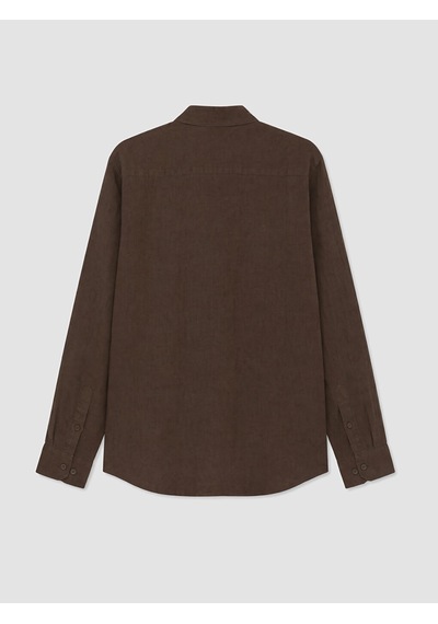 Lcw Vision Kahverengi Regular Fit %100 Keten Erkek Gömlek