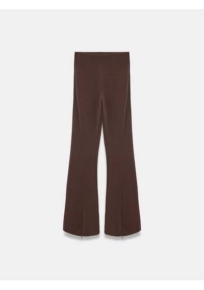 Dilvin 73037 Fermuar Detaylı Flare Pantalon Koyu Kahve