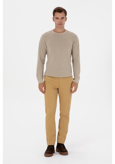 U.S. Polo Assn. Erkek Comfort Fit Bisiklet Yaka Taş Melanj Basic Kazak 50313679-VR225