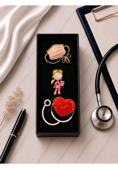 Doktor Temalı Premium Broş Seti Günlük Kombinlere Şık Dokunuş 8 Renkli