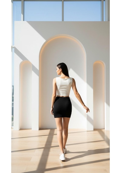 Biye Detaylı Crop Top Ekru