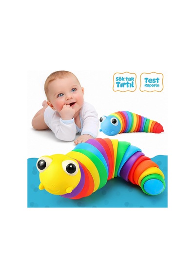 Circle Toys Kıvrılabilen Renkli Tırtıl - Giderici Ve Motor Gelişimi Destekleyen Eğitici Oyuncak