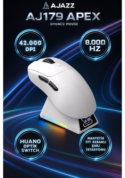 Aj179 Apex 8.000 Hz-30.000 Dpı, Huano Optik Switch-rgb Manyetik Ekranlı Şarj Doku Diğer