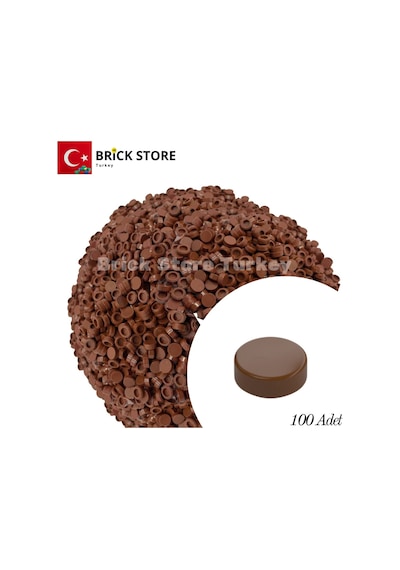 Yedek Parçalar: 100 Adet 1x1 Tile Round Yuvarlak Fayans Parçası, Kahverengi Renk Reddish Brown