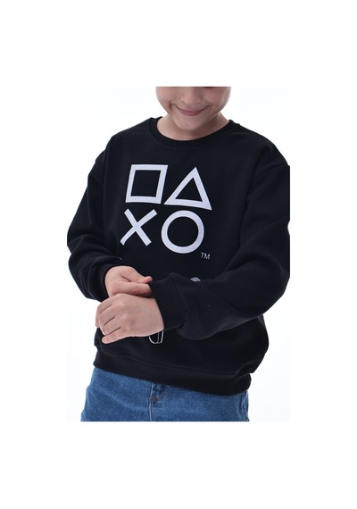 Playstation Baskılı Çocuk Sweatshirt Siyah Gamer Oyun Sever Sweat Siyah