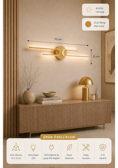 Mino Modern Led Duvar Apliği Günışığı Eskitme