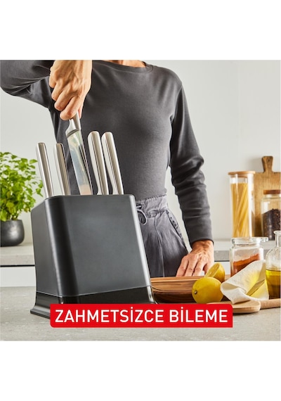 Tefal Eversharp Pro 5 Bıçaklı Entegre Otomatik Bileyicili Bıçak Seti Siyah