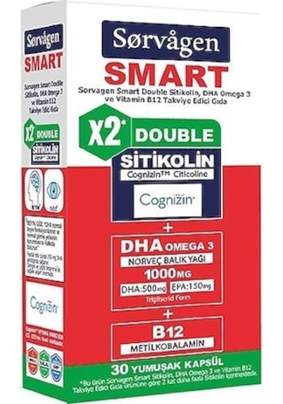 Sorvagen Smart Double Sitikolin Dha Omega 3 Ve B12 30 Kapsül