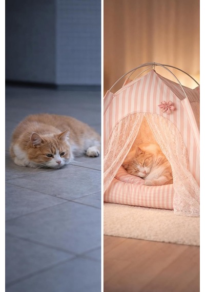 Katlanabilir Yazlık Kedi Evi File Panelli Taşınabilir Minderli Evcil Hayvan Çadırı 35x35x35 Cm İç Minderli Nefes Alabilir Taşınabilir Kedi Köpek Evi Konforlu Uyku Alanı Pembe