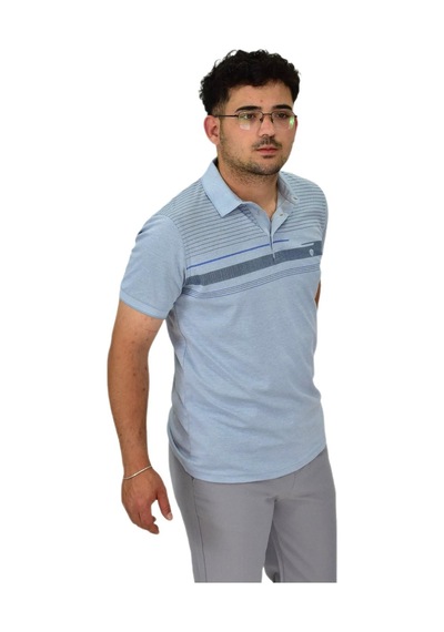 Erkek Polo Yaka Pano Çizgili Tişört T273 Bgl-st04592 Mavi