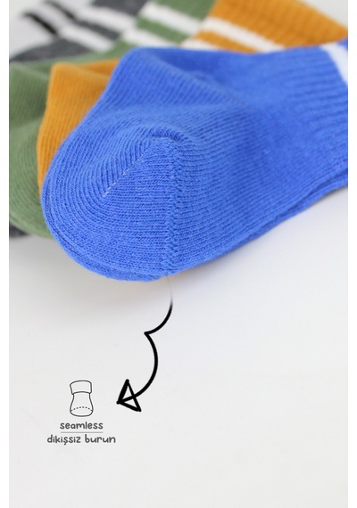 Bistyle 6lı Penye Çemberli Soket Çorap Bs6003 Haki 001