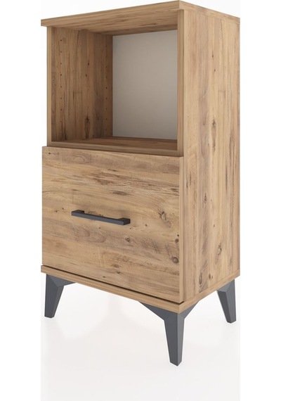 Arges Komodin Tek Raflı Tek Çekmeceli 44x30x80 Çam-çam Çam