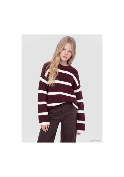 LC Waikiki Alıta Cıty Farkıyla Lcw Kids Bordo Oval Yaka Kız Çocuk Kalın Triko Kazak Bordo - 925577271 Bordo