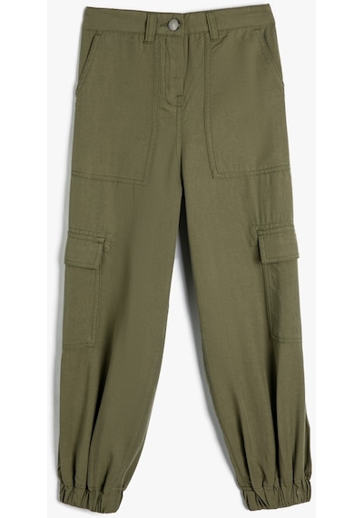 Koton Jogger Kargo Cepli Pantolon Düğmeli Bol Kalıp Haki 4skg40112aw Haki