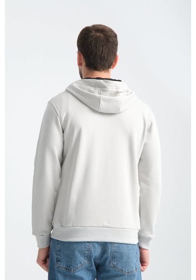 Shooter Sportwear Shooter Erkek Üç İplik Şardonsuz Fermuarlı Kapüşonlu Sweatshirt Taş