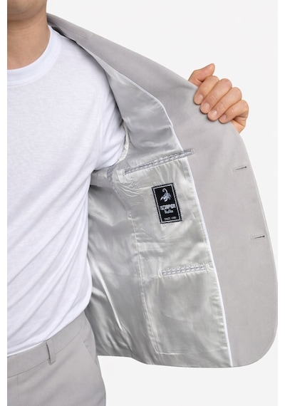 Erkek Slim Fit Mikro Desenli Takım Elbise 2 Düğmeli Çift Yırtmaçlı Modern Ceket Pantolon Takım Gri