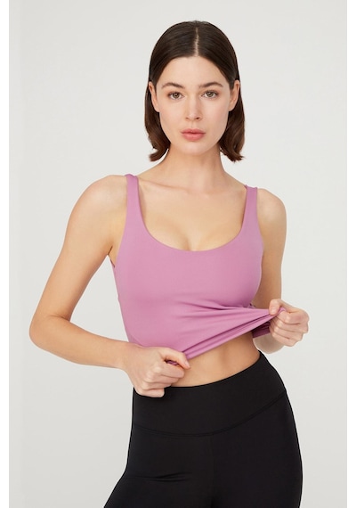 Los Ojos Lavanta Hafif Destekli Sırt Detaylı Kaplı Crop Top Büstiyer Cropped Lavanta
