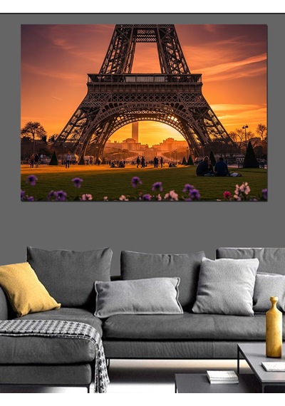 Gün Batımında Eyfel Kulesi Paris Dekoratif Kanvas - Mdf Ahşap Tablo