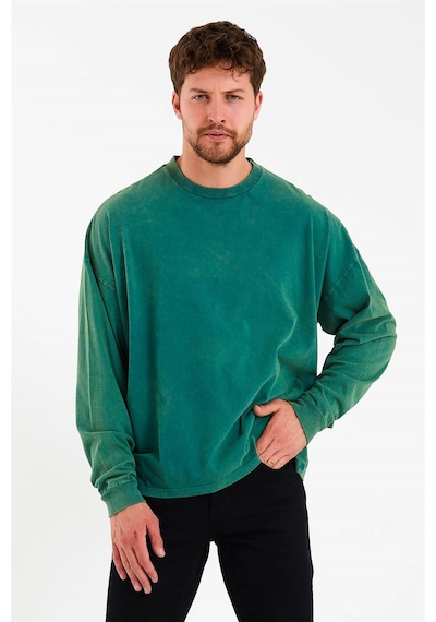 JAHR MARC Oversize Yeşil Uzun Kollu Erkek T-shirt Yeşil