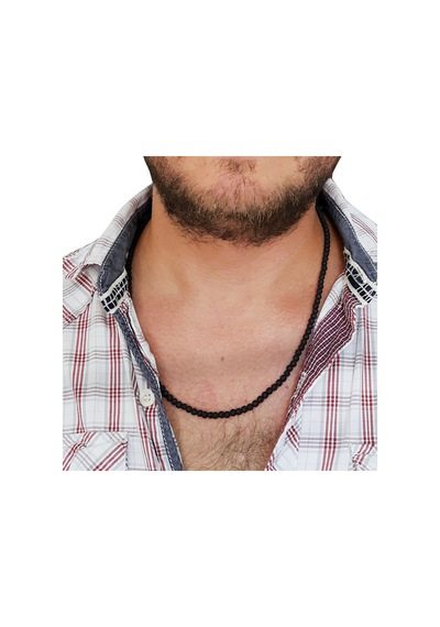 Chavin 4 Mm. 60 Cm. Siyah Lav Taşı Erkek Kolye Dp65 (478254908) Siyah