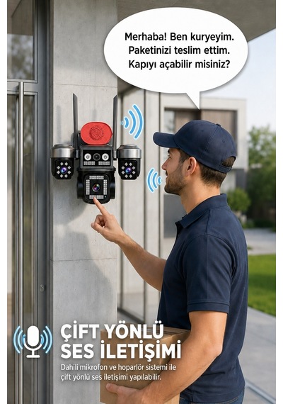 Viva Sım-840w 4 Kameralı Akıllı Güvenlik Kamerası 12mp Wifi Ptz Aı Hareket Takipli Renkli Gece Görüşlü Dış Mekan Ip Kamera