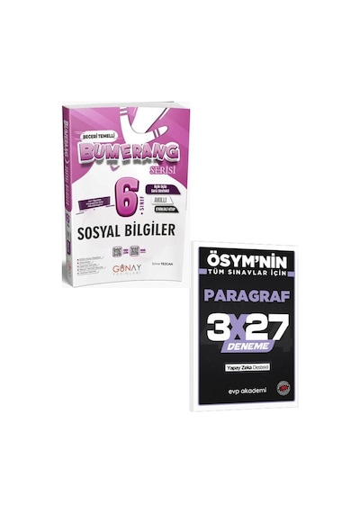 Günay 2027 6. Sınıf Sosyal Bilgiler Etkinlikli Bumerang Serisi+evp Akademi 3x27 Paragraf Deneme