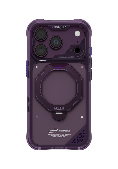 Apple iPhone 18 Pro Max Uyumlu Kılıf M-safe Şarj Özellikli Standlı Skinarma Saturn Kapak Bordo