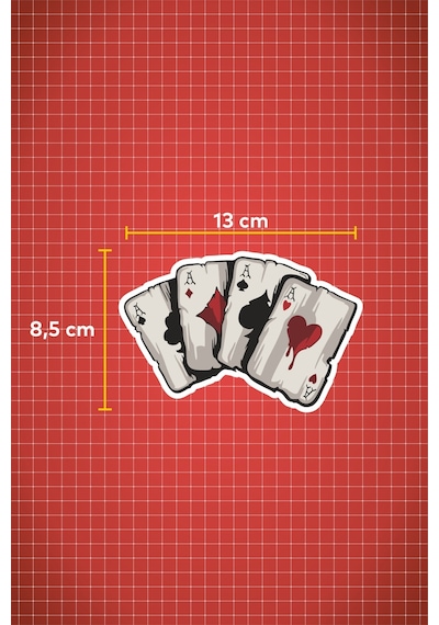 13 X 8,5 Cm Poker Kağıdı Full As Sticker Motor Araba Kask Laptop Sticker