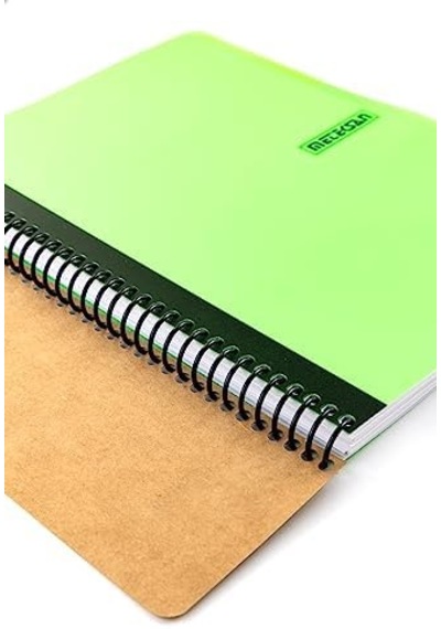 Capricorn Neon Serisi, A4, 6 Konulu 3 Kareli, 3 Çizgili 180 Yaprak Pp Kapaklı Spiralli Defter, Yeşil 103 Ivory