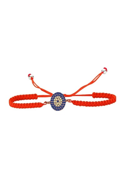 Brezza Lusso Jewelry Nazar Boncuk 4 Sıra Makrome İpli Gümüş Bileklik Pembe No1