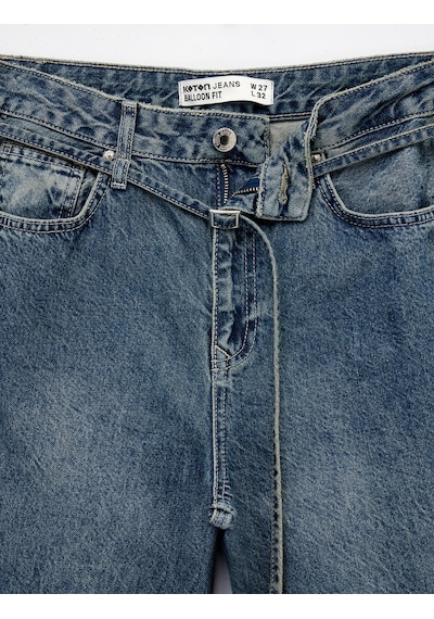 Koton Pamuklu Kemerli Dikiş Detaylı Rahat Kalıp Düz Paça Denim Pantolon - Ballon Jeans Orta İndigo 6sal40117md İndigo Koton Pamuklu Kemerli Dikiş Detaylı Rahat Kalıp Düz Paça Denim Pantolon - Ballon Jeans Orta İndigo 6sal40117md İndigo