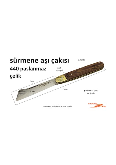 Aşı Çakısı Paslanmaz Çelik Sürmene Damgalı Özel Aşıbıçağı Aşılama