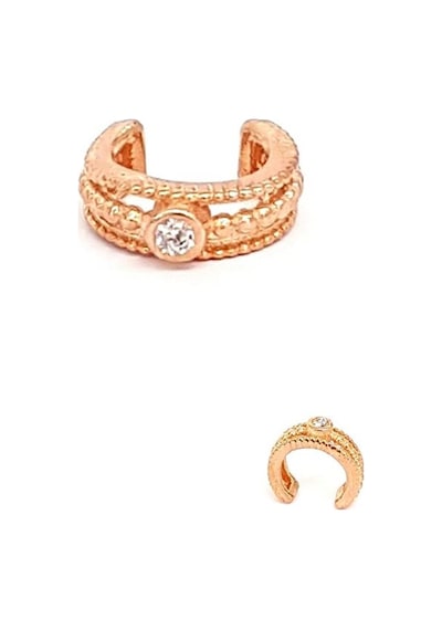 Zirkon Taşlı Sıkıstırmalı Gümüş Rose Küpe