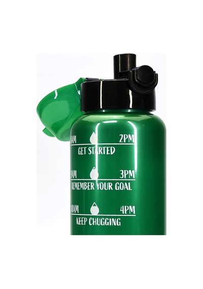 Su Matarası Tritan Geniş Ağız Su Şişesi Motivasyon Spor Matarası Suluğu Bpasız 1000 Ml Yeşil T0103 Çok Renkli