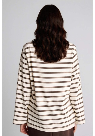 Defacto Loose Fıt Çizgili Tunik H4444ax26spbn317 Kahve-bn317
