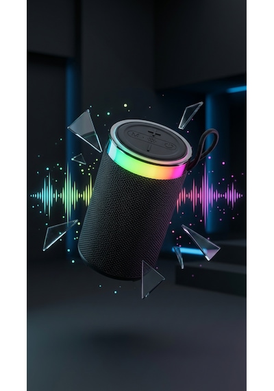 BS-13 RGB LED Işıklı Taşınabilir Bluetooth Hoparlör Yüksek Sesli Kablosuz Speaker AUX USB SD Kart Destekli Şarjlı
