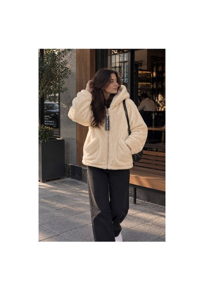 Öners Kadın Kapşonlu Peluş Fermuarlı Sweat Oversize Yumuşak Polar Hoodie Kışlık Sıcak Tutucu Bej Bej Öners Kadın Kapşonlu Peluş Fermuarlı Sweat Oversize Yumuşak Polar Hoodie Kışlık Sıcak Tutucu Bej Bej