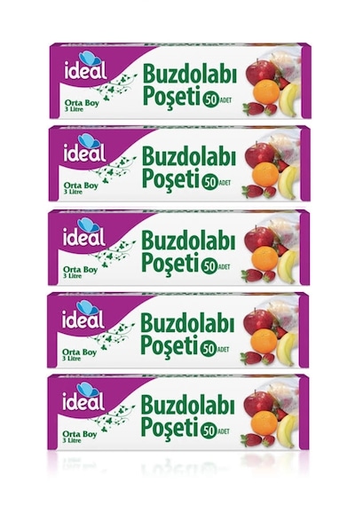 İdeal Buzdolabı Poşeti Orta Boy 5 x 50'li 24 x 33 CM