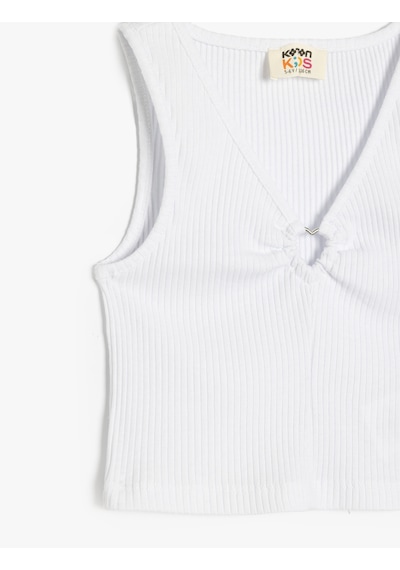 Koton Pamuklu V Yaka Kolsuz Basic Crop Atlet Beyaz 5skg30015ak Beyaz