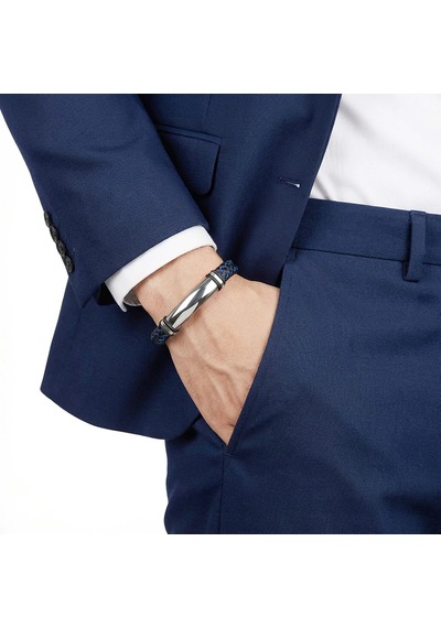 Moncuk Design İsim Yazılabilir Mavi Siyah Deri Ve Beyaz Titanyum Kilit Bileklik 33513b15d6 Mat Siyah