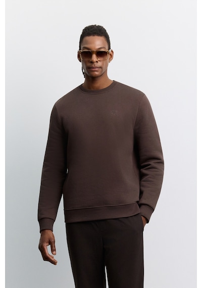 Avva Erkek Kahve Bisiklet Yaka 3 İplik Şardonlu -5 Dereceye Dayanıklı Regular Fit Sweatshirt A62y1291